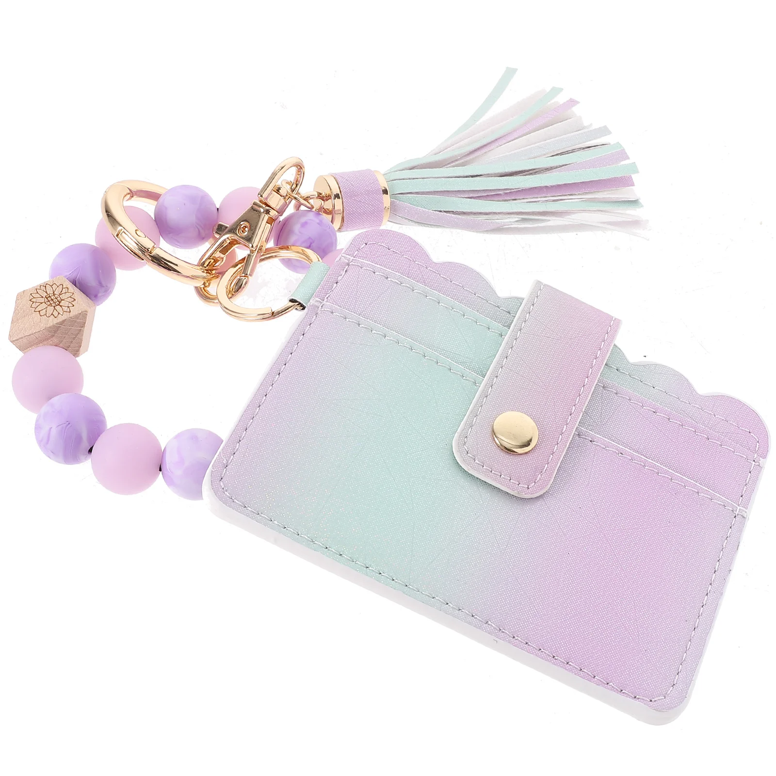 

Luminous Keychain Silicone Bead Wristlet Rings Keyring Card Holder Pu Bangle Purple K68447 Beaded Bracelet Night Glow Women