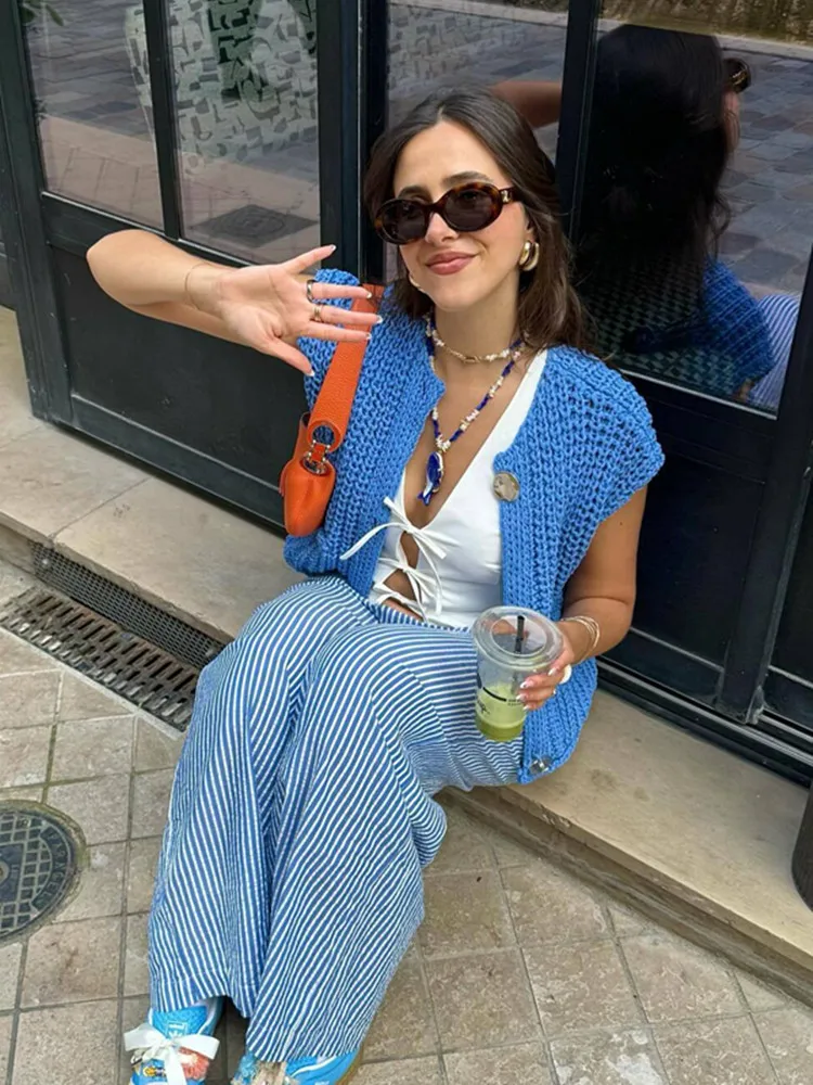 Knitwears Women's Vest Outerwears Sleeveless Brown Sweater Knit Vest Women Sweaters Autumn Winter