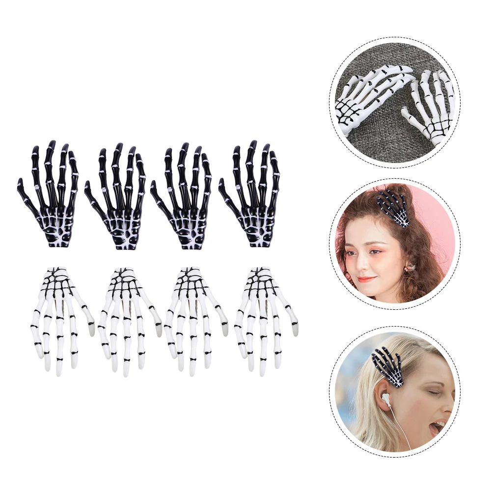 8 Pcs Hand Bone Hair Clip Halloween Accessories for Parties Clips Earth Tones Women Barrettes Resin Party Hairpins