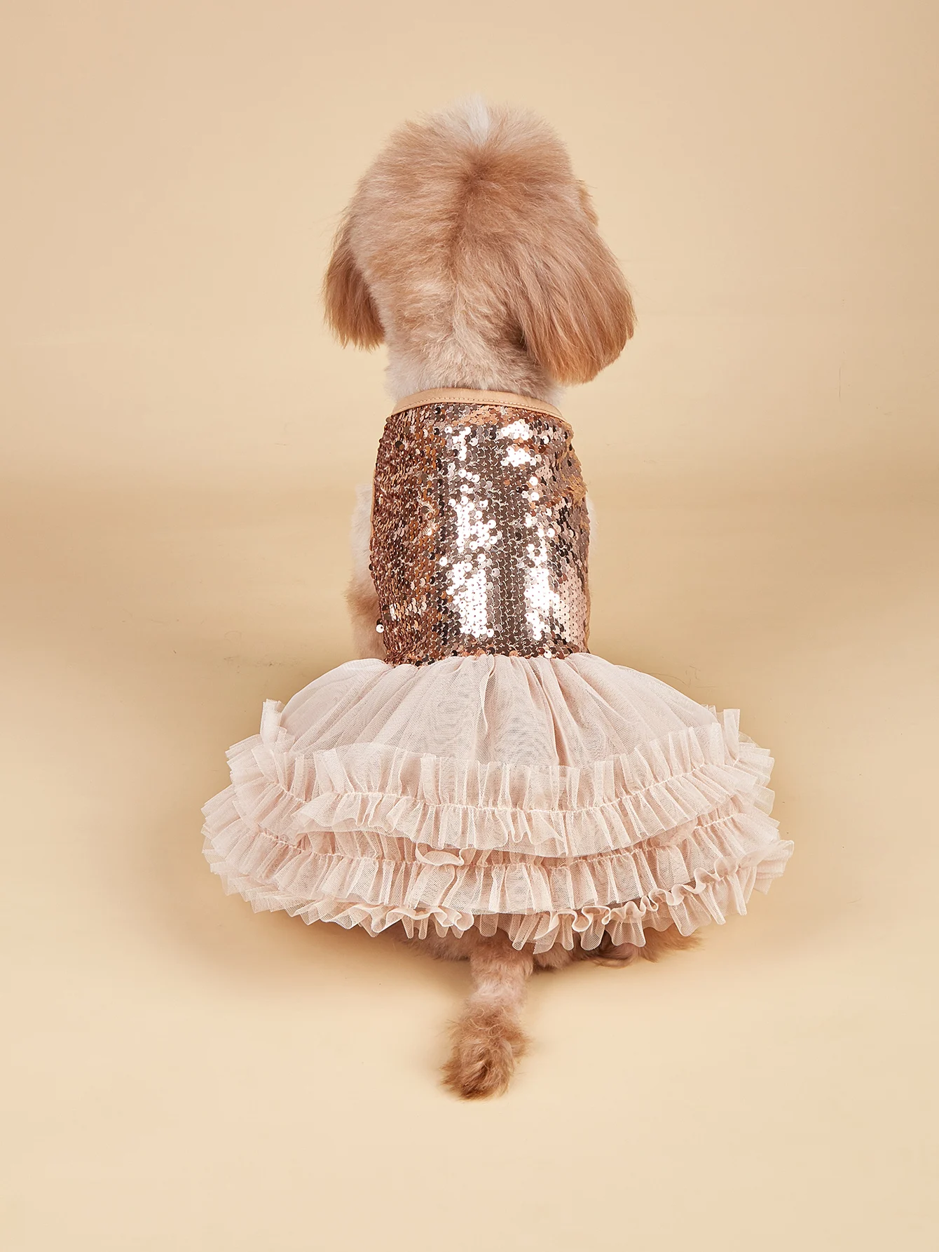 Dog Dress Girl Dog Sleeveless  Clothes  Sequin Pet Apparel Doggie Tutu with Tulle Cat Clothing Puppy Dresses Doggy Costume