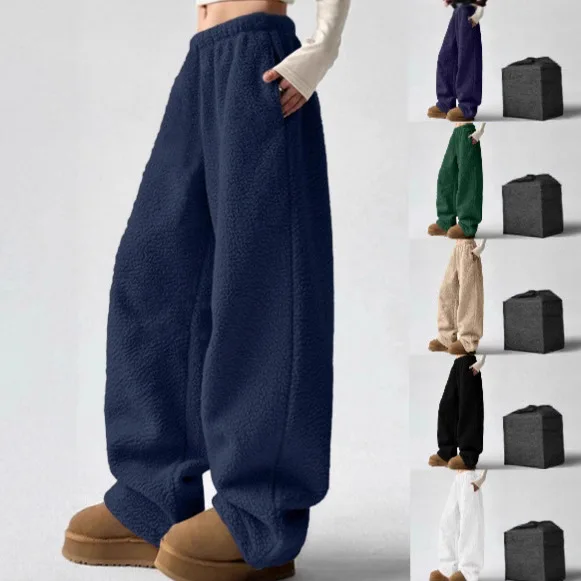 KIDCRKJ New Women's Pant Loose Casual New High Waist Fleece Sweatpant Thick Plush Warm Female Sports Trousers Autumn Winter 2026