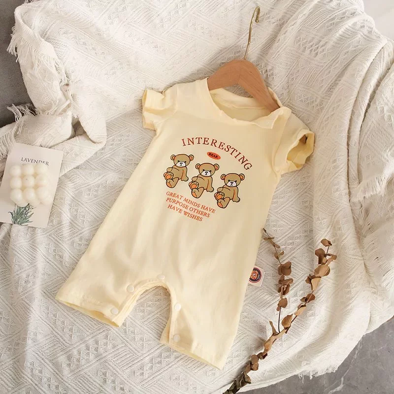 Baby One Piece Bodysuit Summer New Style Cartoon Cute Soft O-neck Short Sleeve Kid Newborn Rompers Pure Cotton Children Clothes