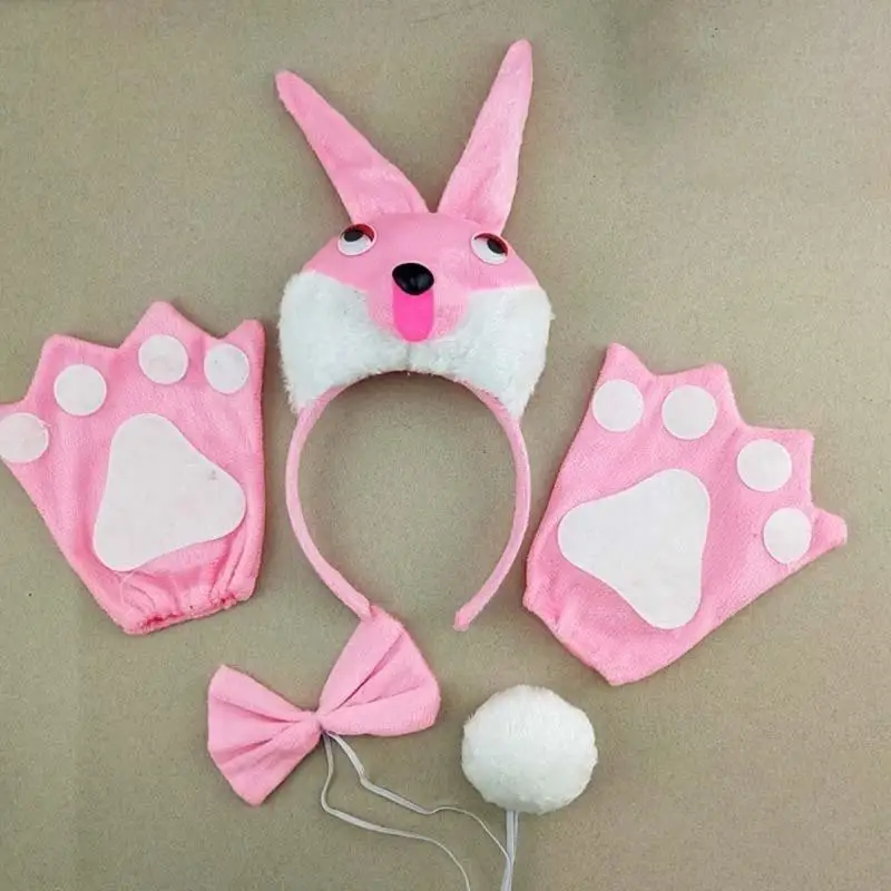 Bộ trang phục Y88A Bunnies Set Rabbit Tail Bowtie Găng tay cho bữa tiệc Halloween