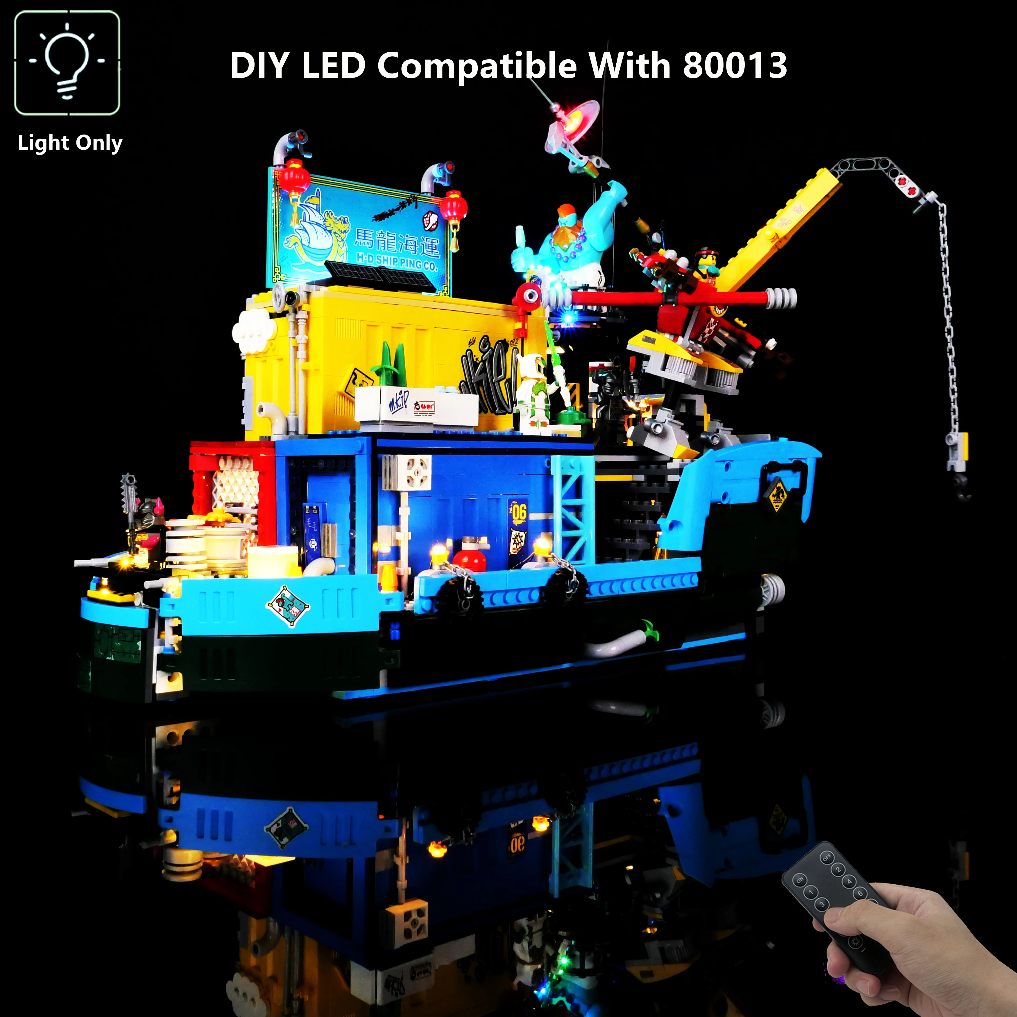 ชุดไฟ LED DIY สำหรับโมเดลบล็อกฐานมหาสมุทรใต้น้ำ 80013 อุปกรณ์เสริมไฟควบคุมระยะไกลสำหรับการตกแต่ง