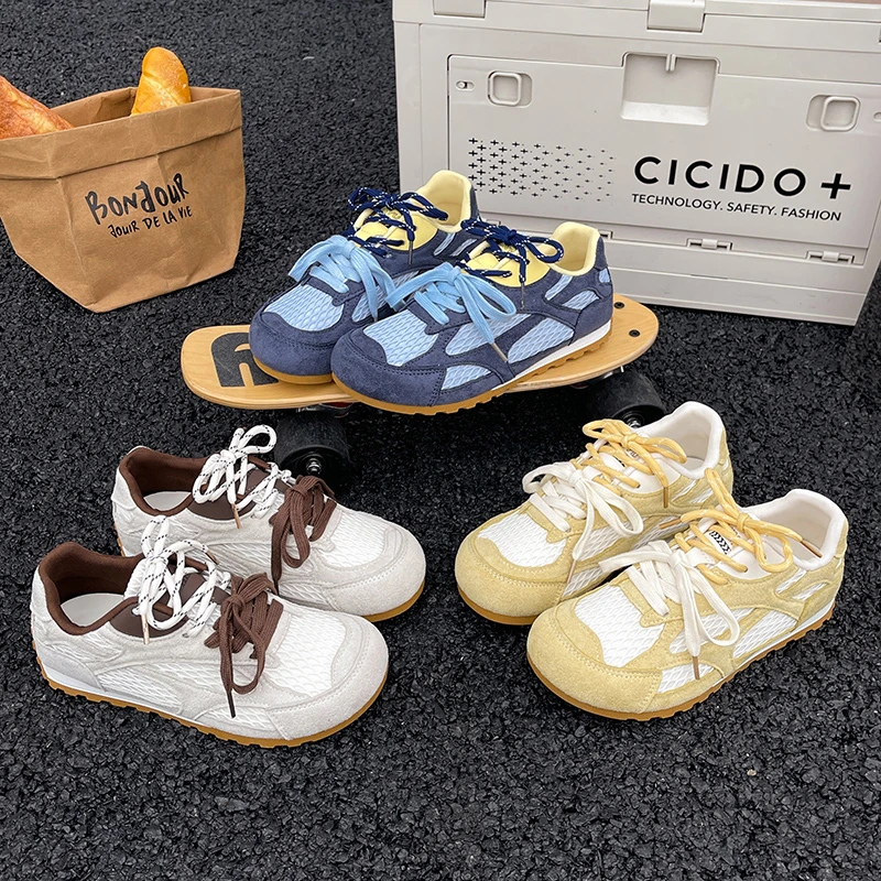 

2025 кожаные туфли с сетчатой подошвой, женская повседневная дышащая летняя спортивная обувь, универсальные удобные кроссовки без шнуровки