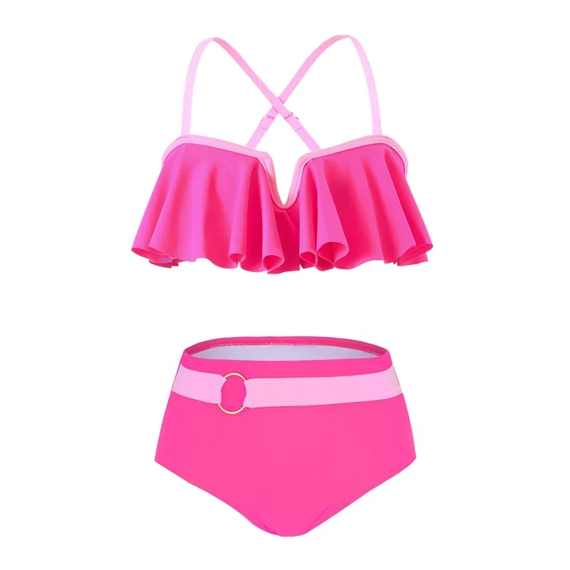 2Pcs Ruffle Style Trunks Separate Swimsuit for Girls Fashion Kids Holiday Beach Bikini Children's Swimwear Preschool Swimsuits