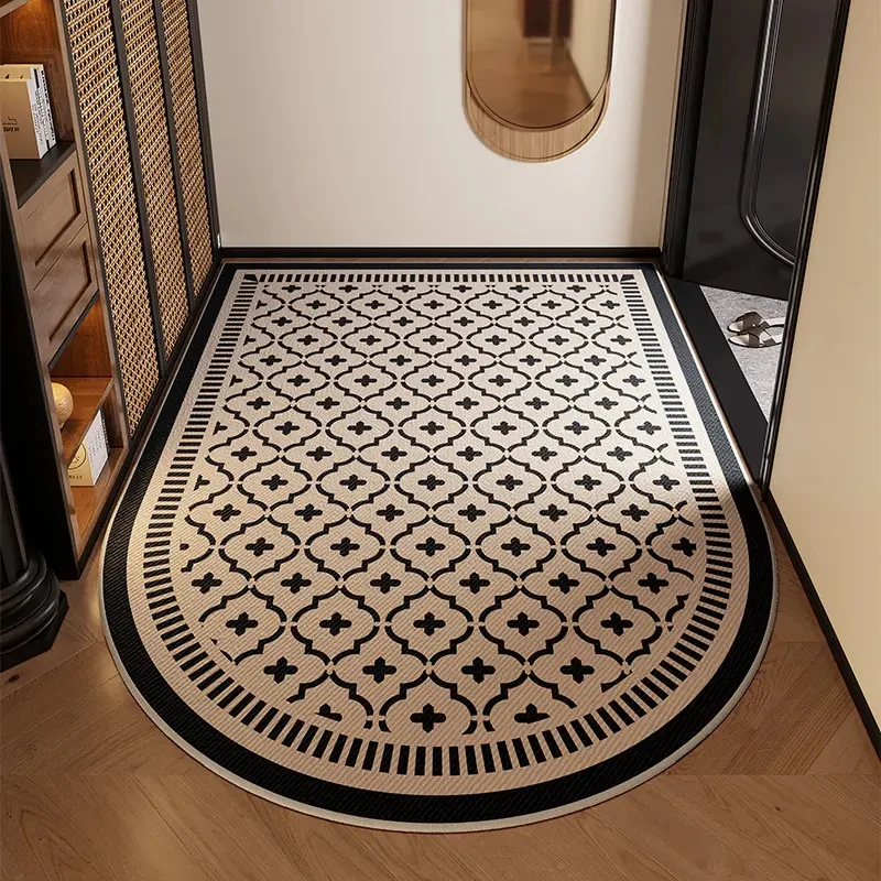 VIKAMA Light Luxury Arch Door Mat Non-Slip Wear-Resistant Bedroom Carpet Office Computer Swivel Chair Floor Mat Home Decoration