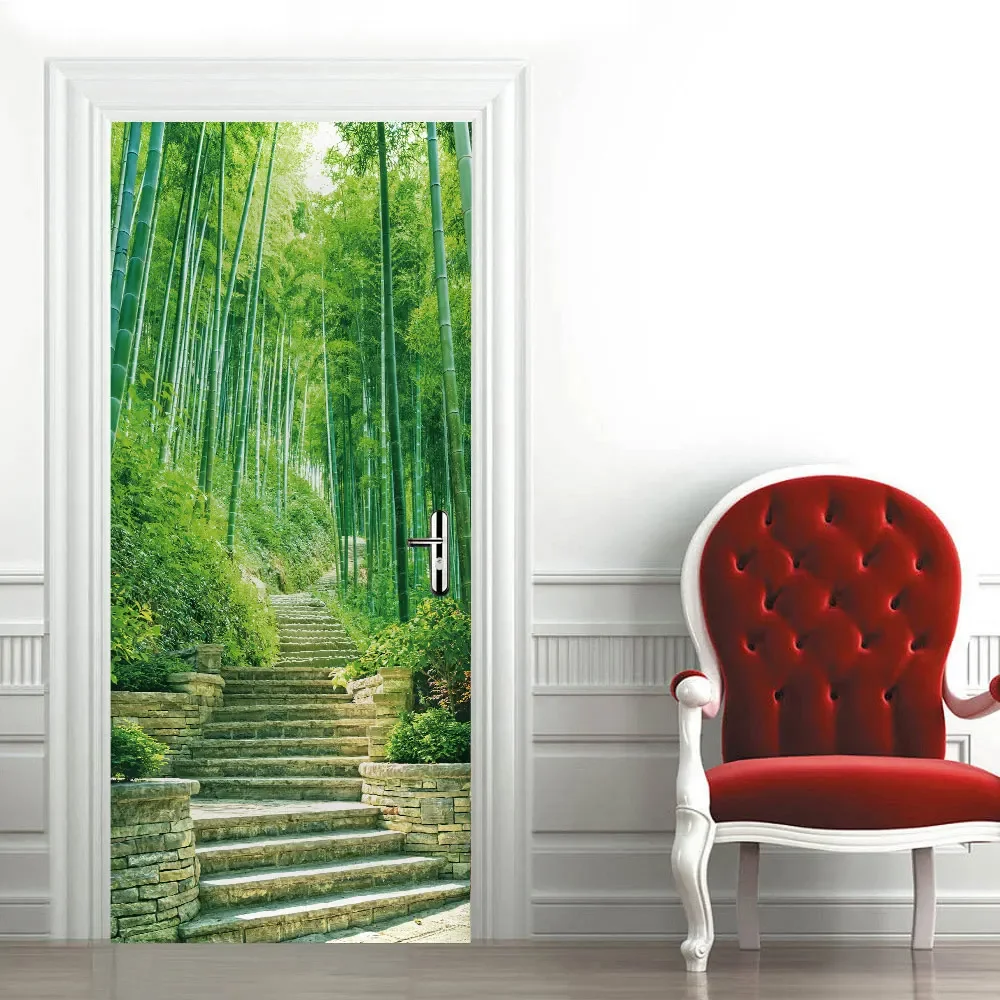 3d landscape door sticker wallpaper Pvc waterproof art mural living room bedroom decoration poster