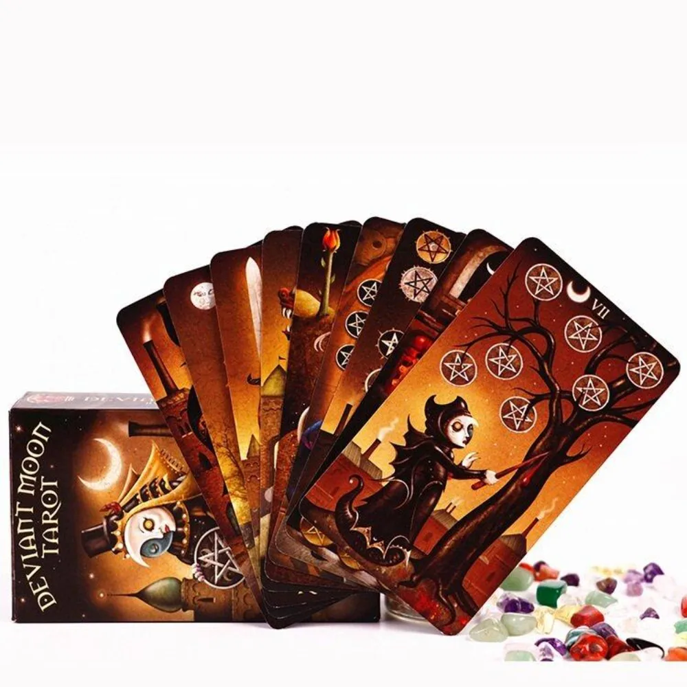 Deviant Moon Tarot Card | Big Size 12*7 cm | Fortune Telling Game | Divination Cards | with Paper Guide Book English Version | O