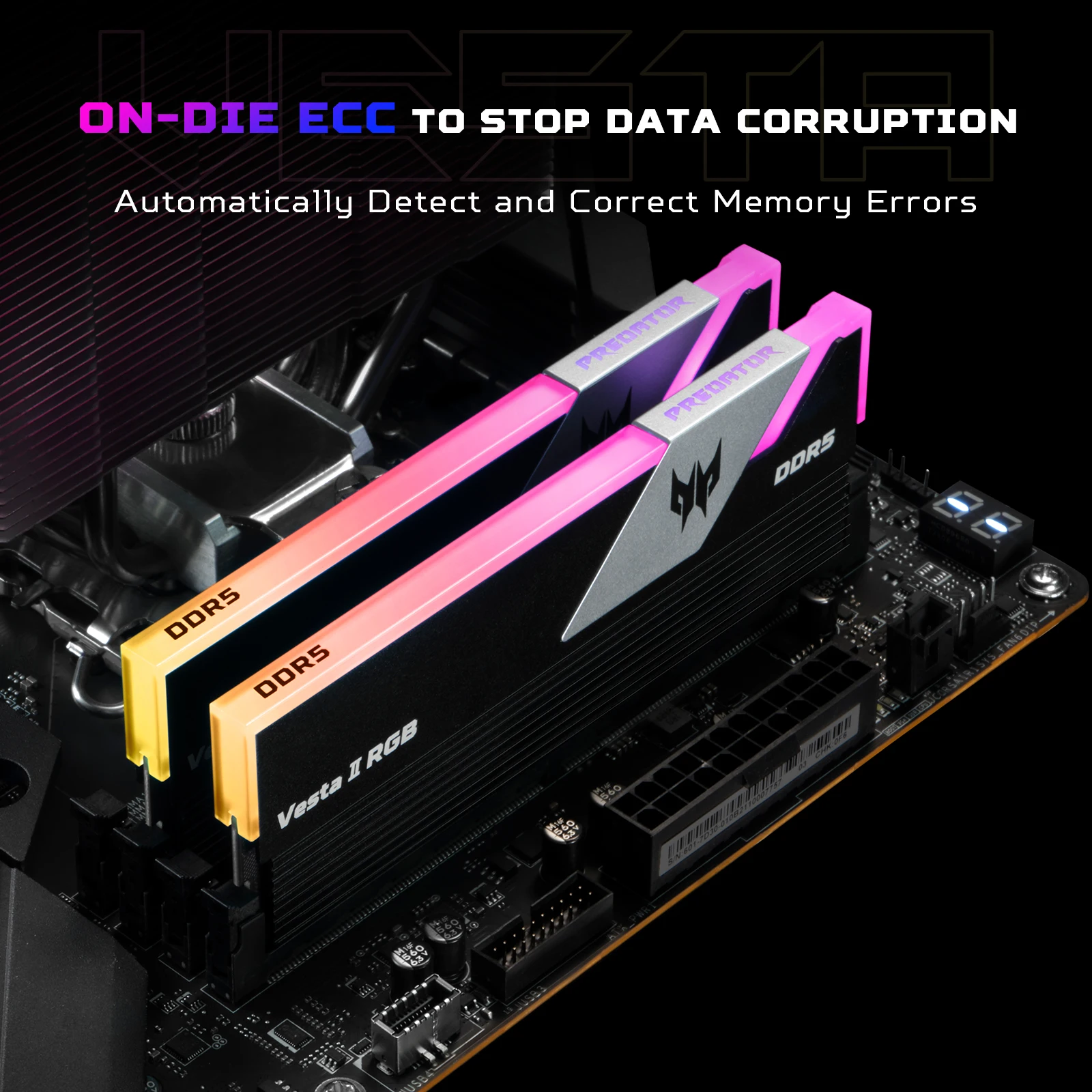 

ACER PREDATOR Vesta II RGB RAM 32 ГБ (16 ГБx2) DDR5 6000 МГц, CL30, совместимая с AMD EXPO Intel XMP iCUE компьютерная оперативная память