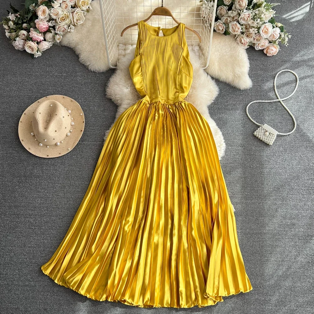 Women  O Neck Pleated A-line Dress Sexy Off Shoulder Elegant Evening Party Fashion Dress Summer High Waist Mini Vestidos