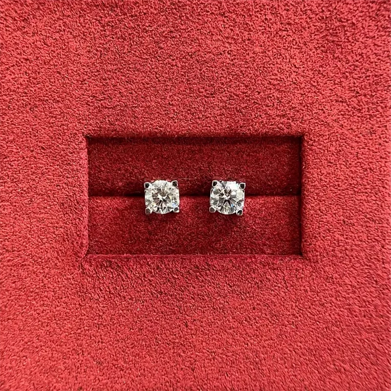 1Ct Each 2Ctw EF-VS Round Cut CVD&HPHT Lab Grown Diamond Minimalist Earrings 14k Gold/925 Silver Diamond Earrings Gift For Her