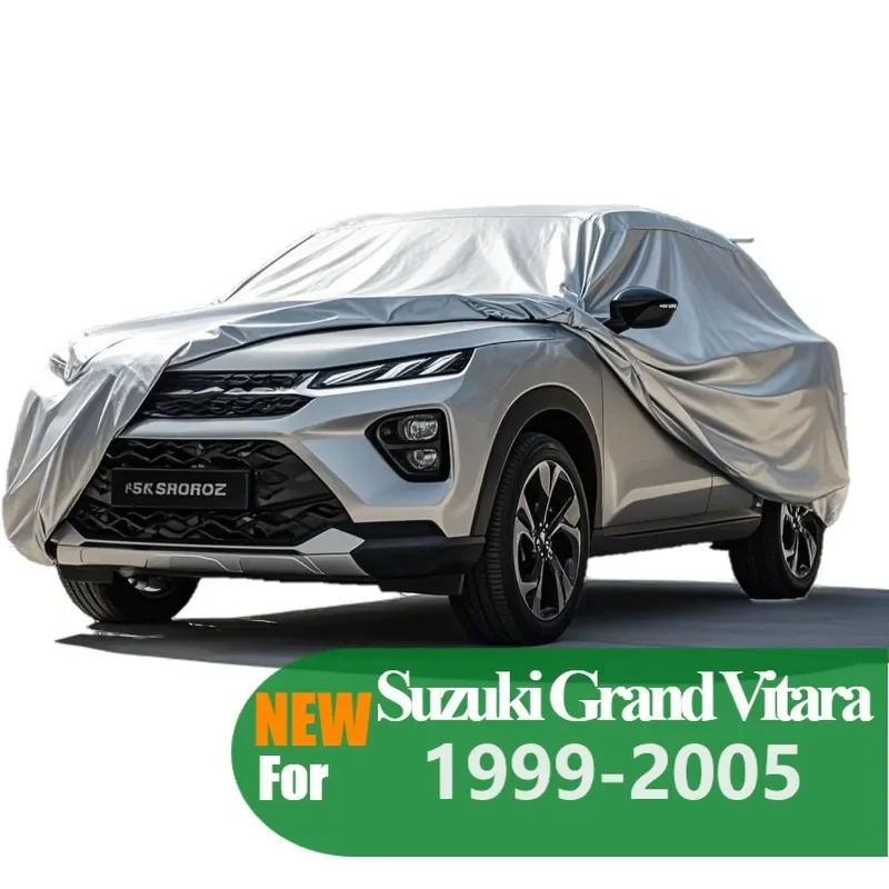 

5-layer all-weather waterproof full Car cover for Suzuki Grand Vitara 1999-2013 sun-resistant with a storage bag，Silver Oxford
