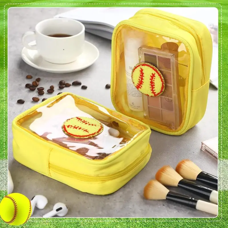 Embroidered Letter Makeup Bag Convenient Storage BagPVCTransparent toiletry bag travel clutch bag
