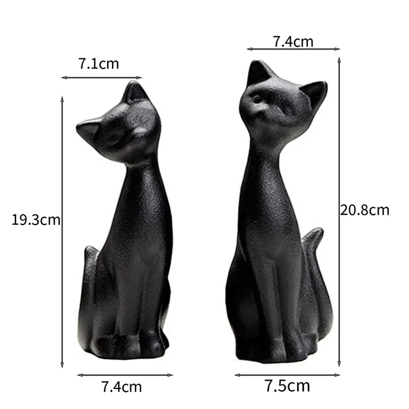 Black Figurine Couple Ceramic Animal Abstract Sculpture Ornament Living Room Decorations Crafts 2Pcs