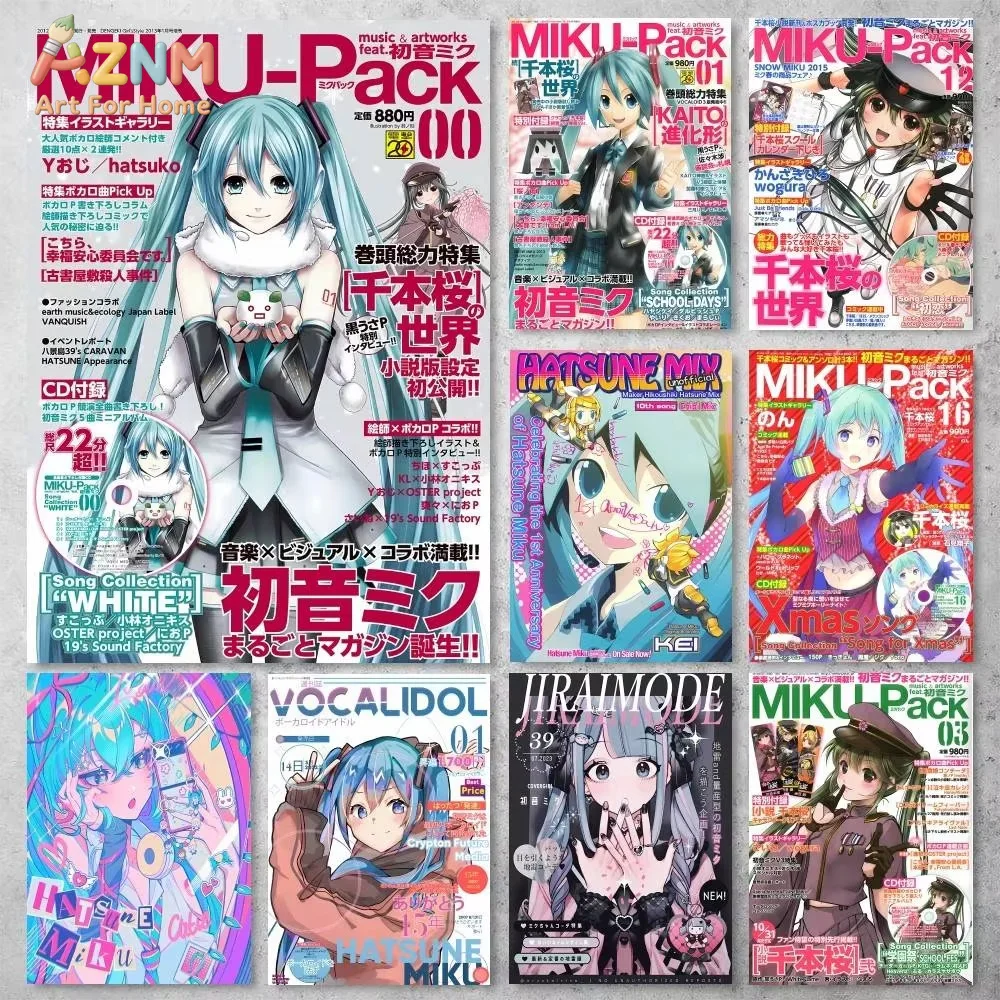 1 Stück, H-Hatsune Anime M-MIKU Poster HD Home Decor Klebende Wanddekoration für Zuhause, Wohnzimmer, Bar, ästhetische Dekoration