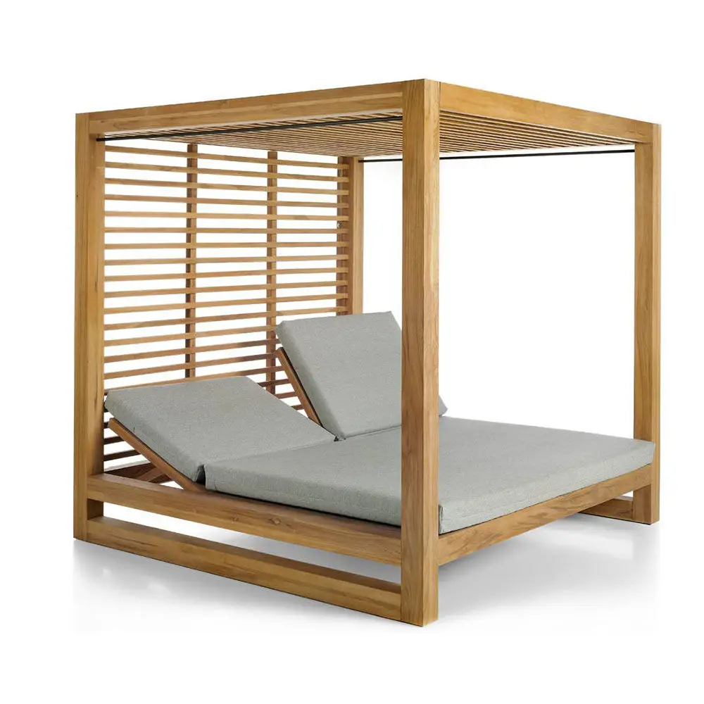 & Modern Light Luxury Outdoor Solid Wood Frame Sun Loungers Hotel Tent Bed Swimming Pool Loungers