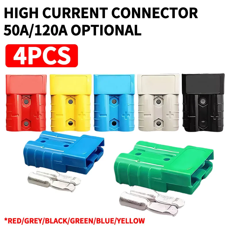 4Pcs/2Pairs Plug Connector 50A/120A Battery Charging Plug Connectors Plug High Current