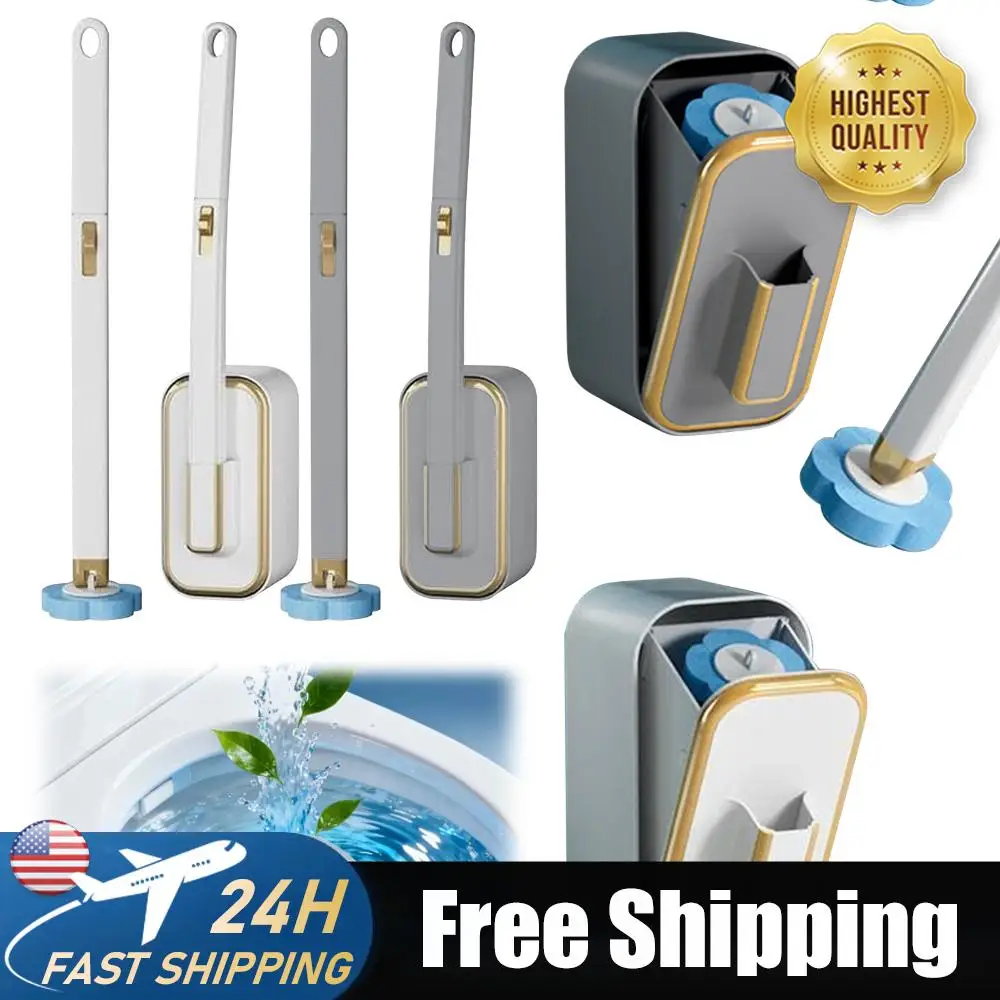 

Wall-Mount Scrubbing Toilet Brush with 36 Refill Heads and Holder with Long Handle for Floor Drain Bathtub Mirror Sink Glass