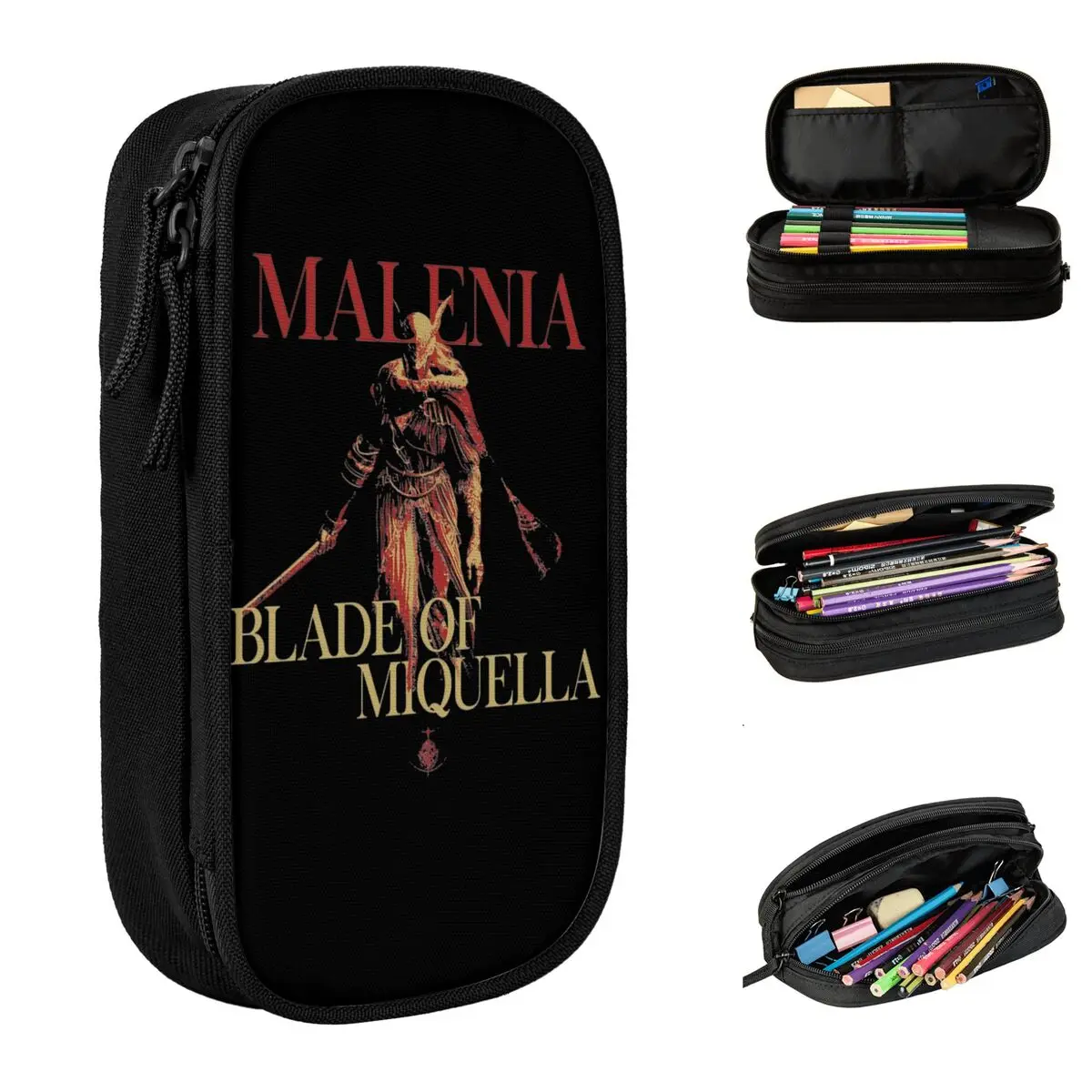 Lovely Malenia Blade Of Miquella Pencil Cases Funny Video Games Pencilcases Big Capacity Pencil Bags Supplies Zipper Stationery