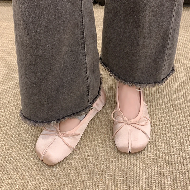 Französische Elegante Schleifen-Schuhe für Damen, Flache Sohle