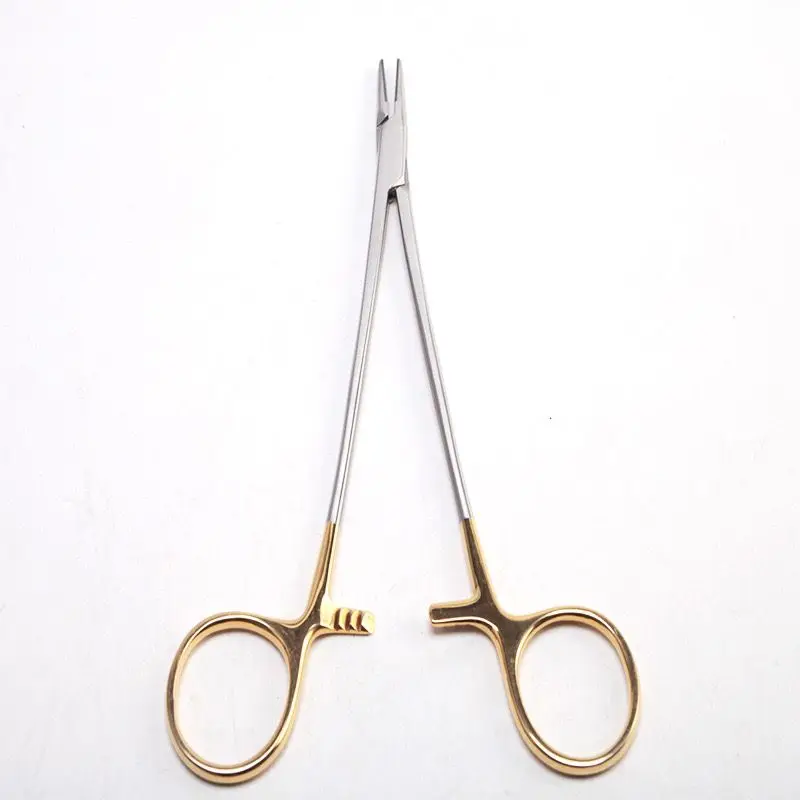 

Imported surgical insert needle holder suture straight head needle holder ophthalmic oral instrument with gold handle