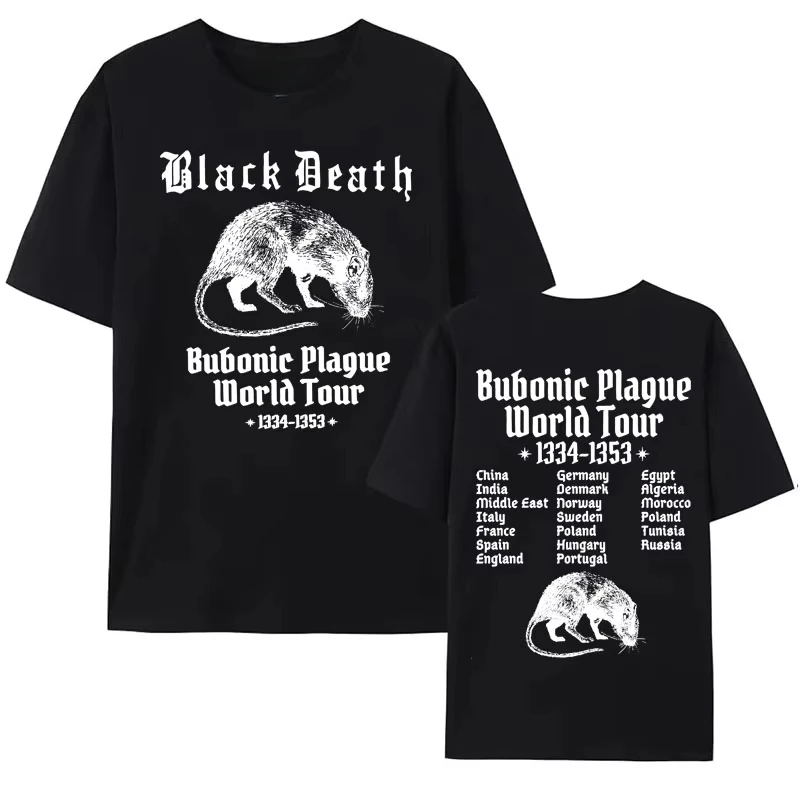 

Футболки Bubonic Plague World Tour 2025, мужские и женские хлопковые забавные готические футболки с мемами, мужская модная винтажная футболка большого размера, топ