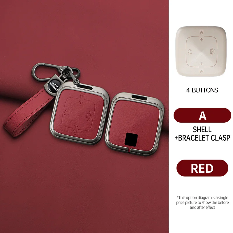 Auto-accessoires Zinklegering Lederen Sleutelhulsel Cover Houder Ketting Voor ZEEKR Zeekr 7X 2024 2025 Smart Afstandsbediening Sleutel Beschermhoes