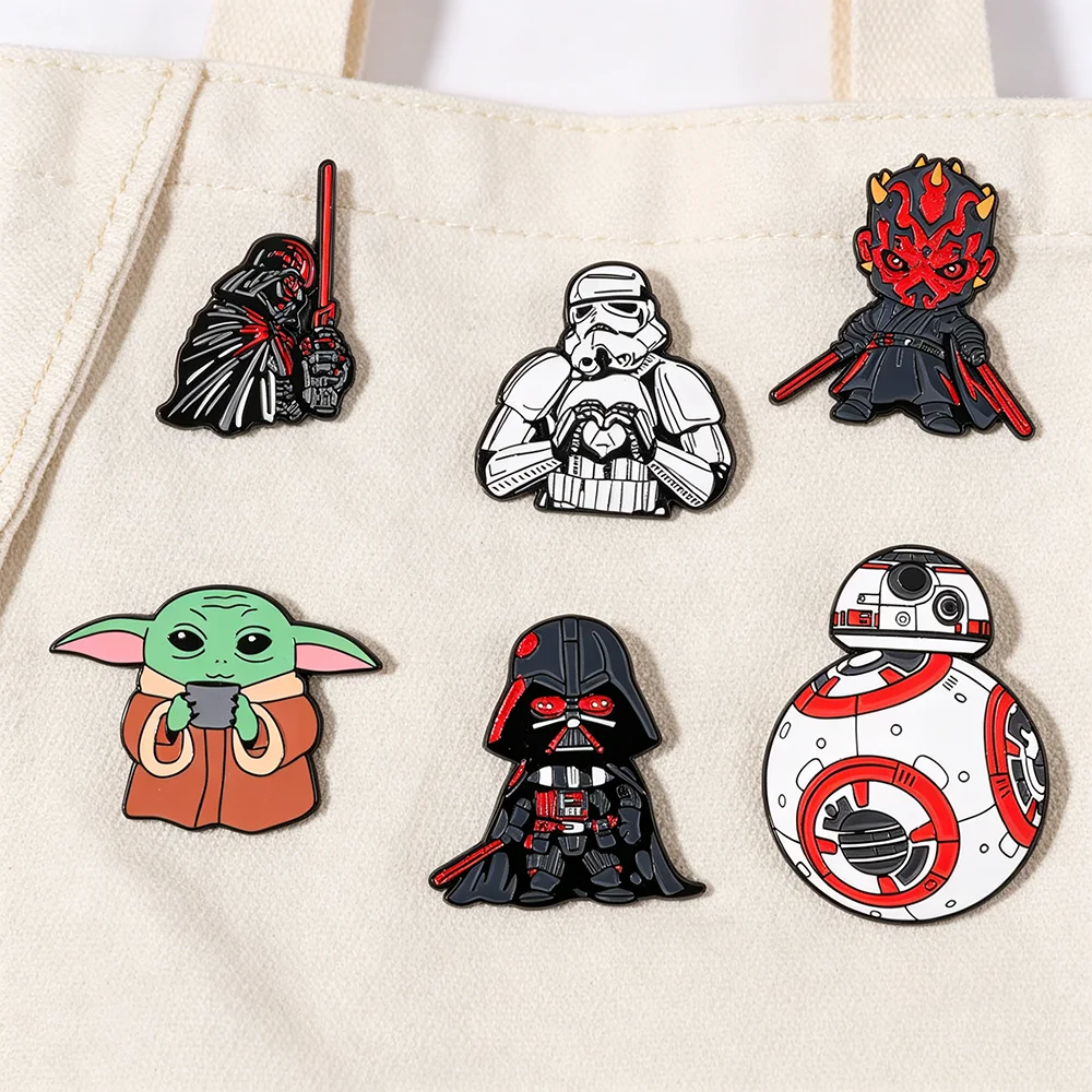 6pcs Star Wars Enamel Pins Set Retro Brooches Badges for Backpacks Jackets Hats Cool Collection Gift for Fans Cosplay Accessorie - view 3