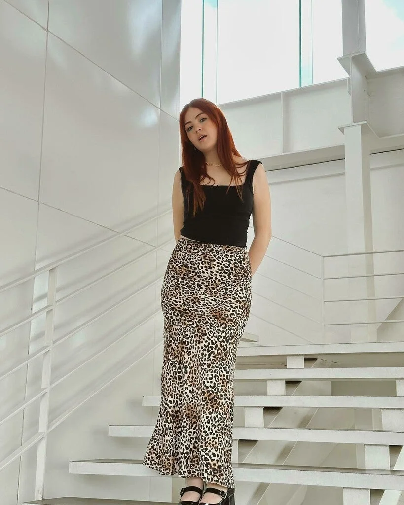 

Women's Aesthetic Y2K Sexy Summer Long Skirt Leopard Print Low Rise Slit Hem Trendy Skirt Streetwear