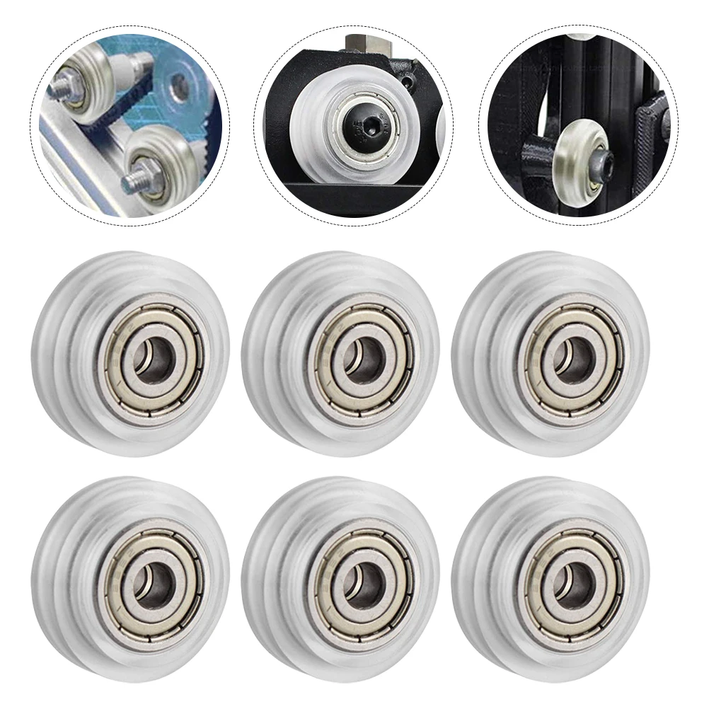 

6 Pcs Pulley Accessories Clear 3D Printer Parts Roller Wheels Cable Ball Bearings Passive Round Polycarbonate Office