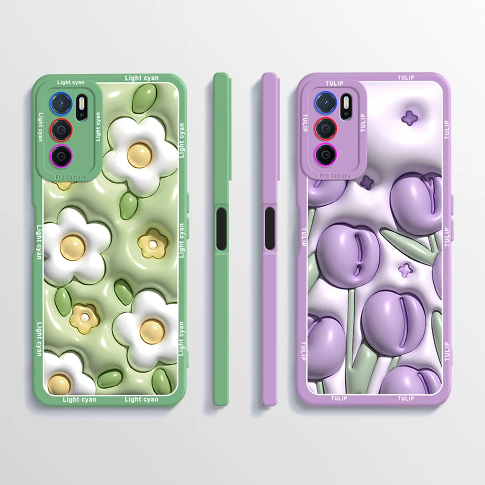 For OPPO A16 A16S Case Oppo A54s CPH2273 Matte Silicone Soft Flower Phone Case Back Cover For Oppo A 16 16S CPH2269 Bumper Shell