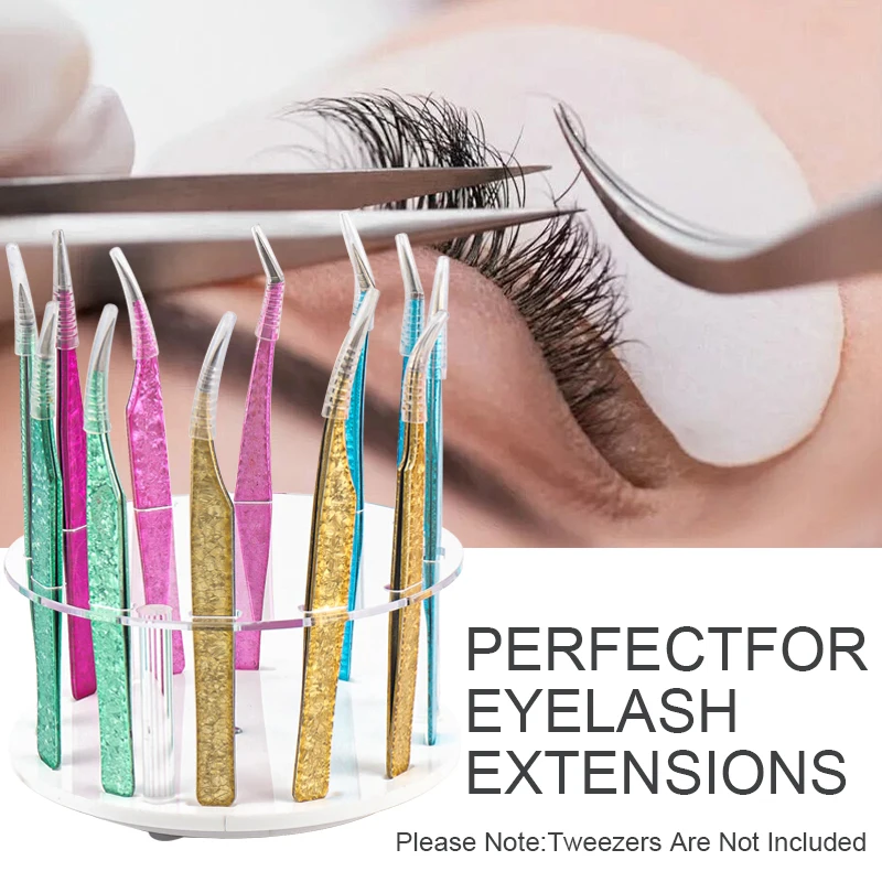 Round Eyelash Tweezers Holder Stand Tweezer Storage Rack Organizer Lashes Extension Tools Removable Makeup Beauty Shelf 12 Holes