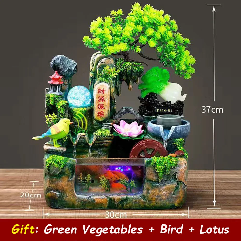 NONE Simulierte Landschaft Ornamente Aquarium Brunnen Wasserfall Restaurant Dekorationen Spray mit LED Licht Steingarten Aquarium 5