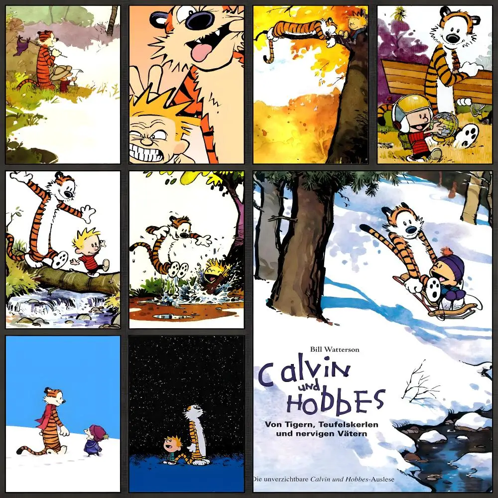 Comic Calvin and Hobbes Spaceman Spiff Poster Peel And Stick Wall Art PP Waterproof HD Bedroom Living Room Home Decor Gift