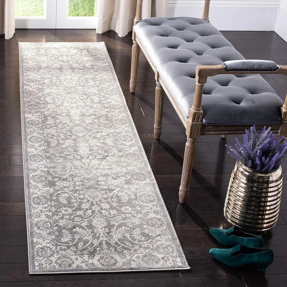 

Brentwood Collection 2' X 16' Cream/Grey Bnt844B Traditional Oriental Non-Shedding Living Room Bedroom Runner Rug