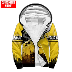 Tessffel 3DPrint Construction Worker Architect Operator Harajuku Autumn Warm Winter Thick Coat Zipper Fleece Hoodies Jacket S4