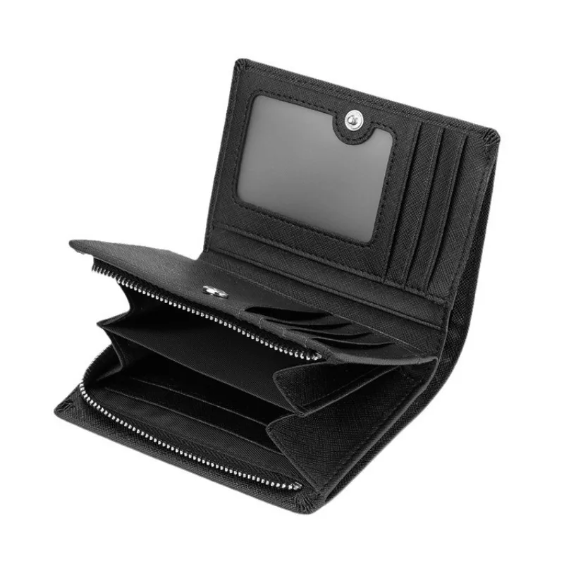 

Мужской короткий кошелек на молнии, модный вертикальный мини-кошелек с несколькими отделениями для карт и застежкой-кнопкой для монет