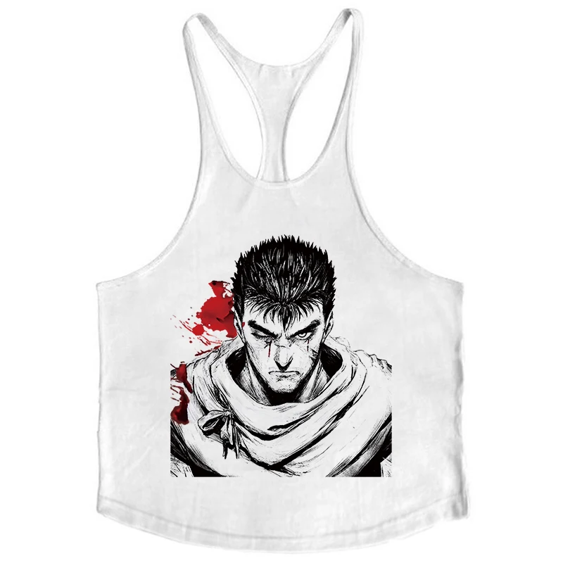 Berserk Grafik-Tanktop aus Baumwolle für Herren, Sommer, ärmellos, Y-Back-Weste, für Fitness, Muskeltraining, sportliches Workout, Unterhemd, Activewear – Detail 2