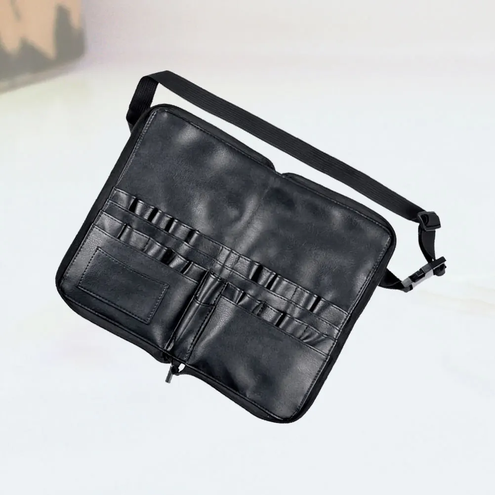 

24 Pockets Pu Waist Bag For Women, Portable Travel Makeup Organizer With Brush Tubes, Bag For Home On-The-Go