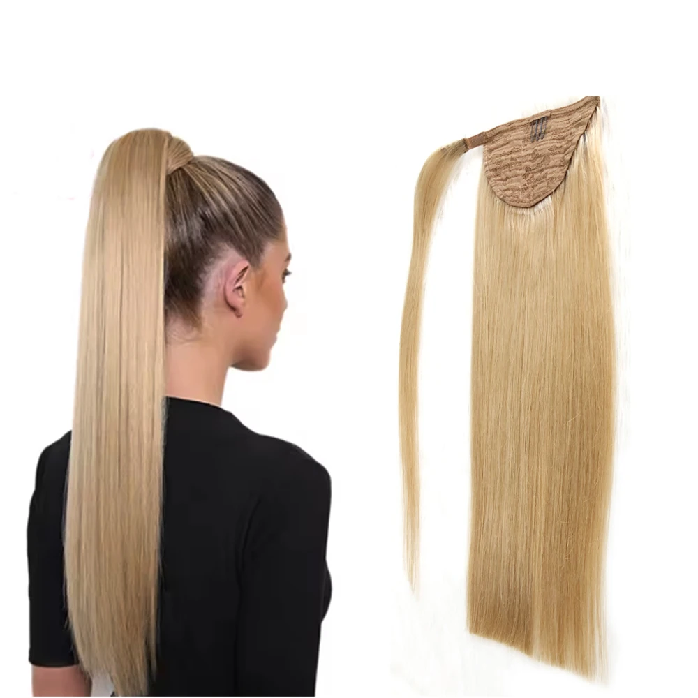 

Ponytail Human Hair Straight 100g Clip in Hair Extensions Human 18-24 Inch Natural Hair Horse Tails No Claw Clip
