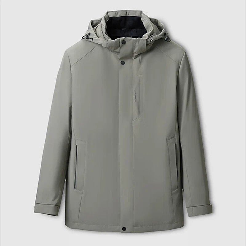 

Мужская кожаная куртка Homesi 2025 осенне-зимняя, со съемным капюшоном, средней длины, с подкладкой из кроличьего меха, приталенная, на молнии