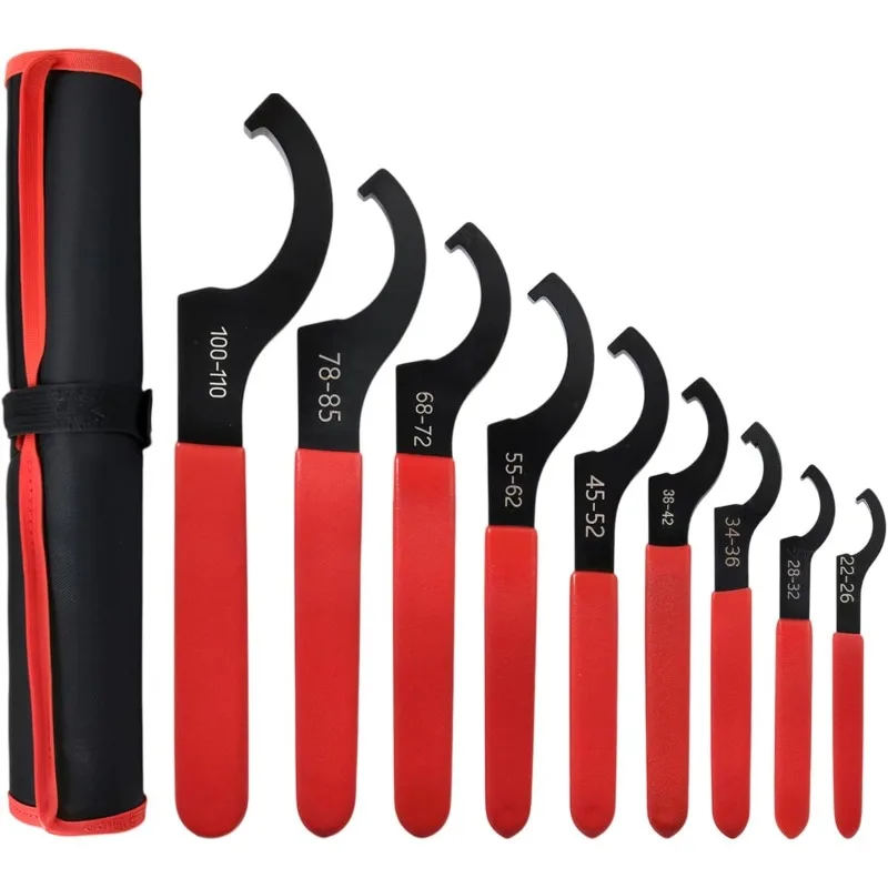 9Pcs/Set Universal Coilover Adjustment Spanner Wrench Set Non-Slip Spanner Wrench Set Shock Wrench Adjustable Spanners for Most Car and Motorcycle Coil Over Shock Adjustments