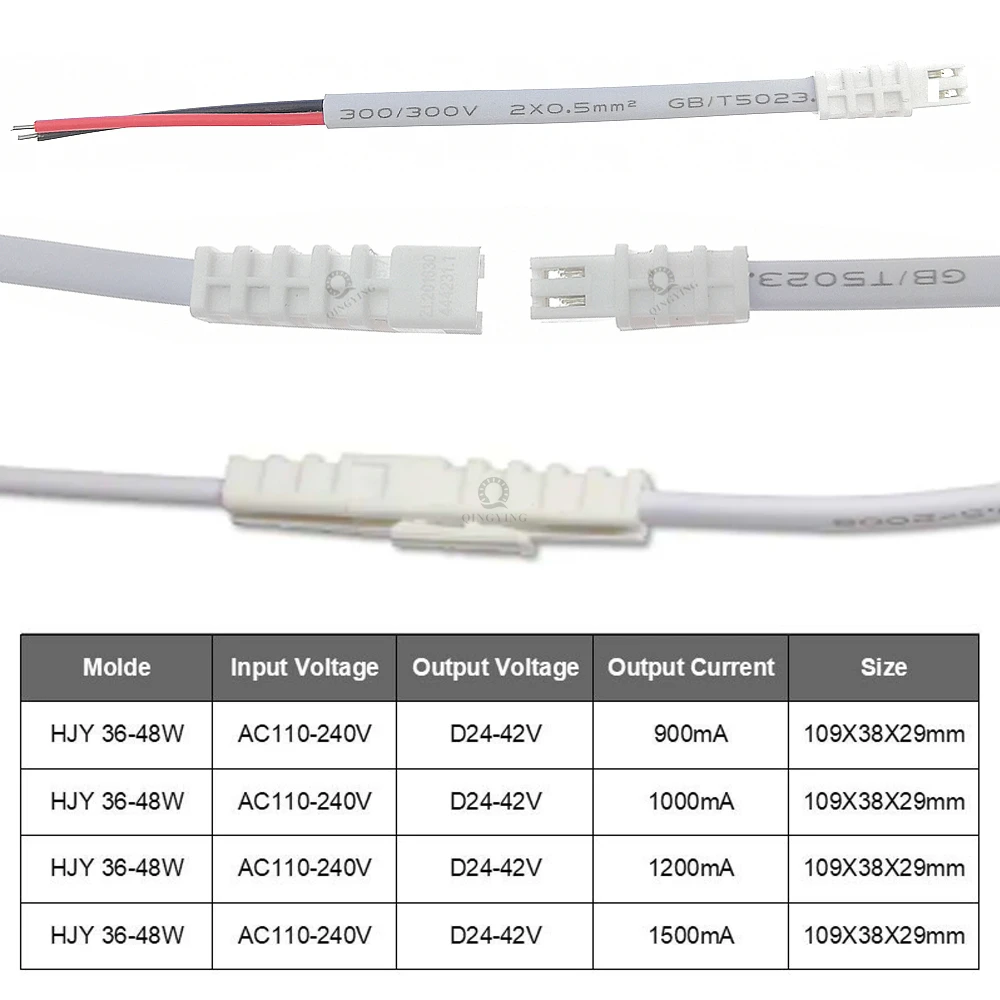 Fuente de alimentación de 110V, 220V, 36W, 40W, 45W, 48W, DC24-42V de Controlador LED, 900mA, 1000mA, 1200mA, 1500mA, sin parpadeo, transformador de