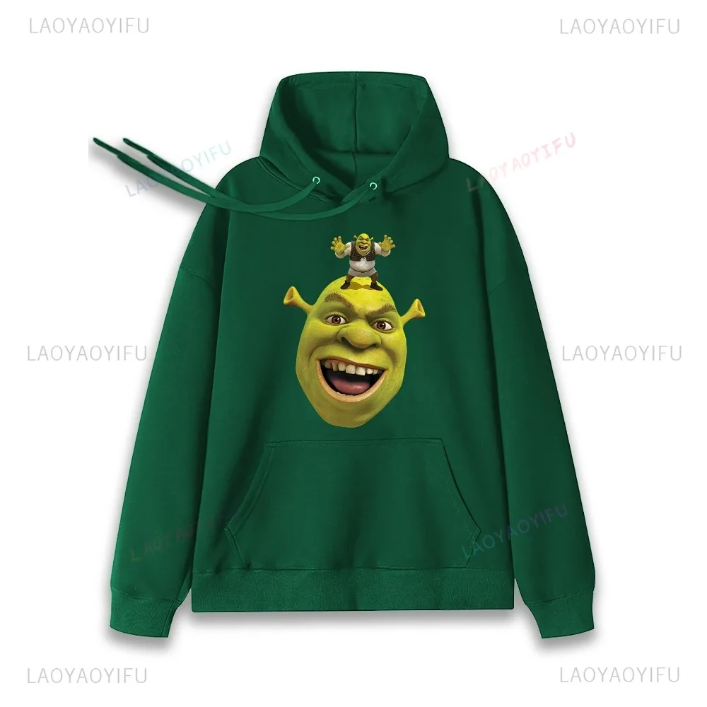 Men's Front Print Kangaroo Pocket Shrek Funny Fires Graphic Hoodies Autumn Casual Hoodile Comfortable Personality