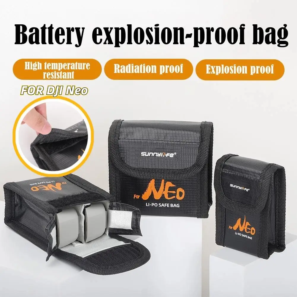 

FOR DJI Neo Battery Explosion-proof Bag Classic Lithium Battery Safe Storage Flame Retardant Protective Bag FOR DJI Drone Access