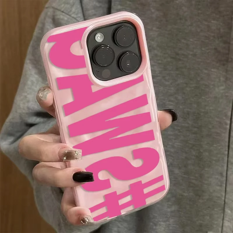 Funda SWAG rosa con letras para iPhone 17 16 Pro Max 15 14 Plus 13 12 11 Pro Max Air 16E, textura de olas suave 4