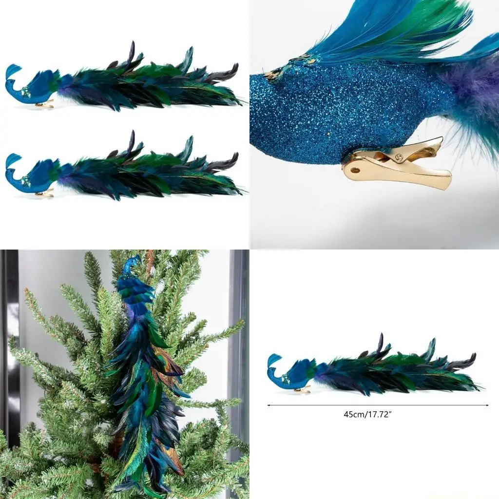 

QX2E Набор из 2 шт. Длиннохвостые синие павлины Декор Рождественская елка Подвесные украшения