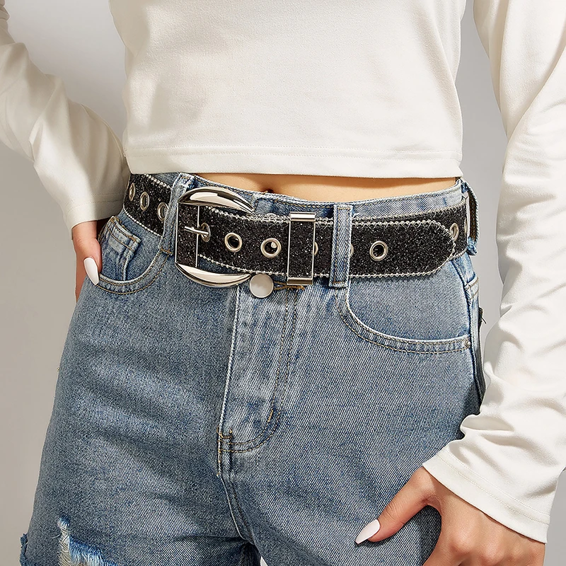 Mode Gothic Strass Y 2K Riem Voor Dames Meisjes Sprankelende Leren Taille Riem Cowgirl Jeans Broek Riem Kleding Accessoires