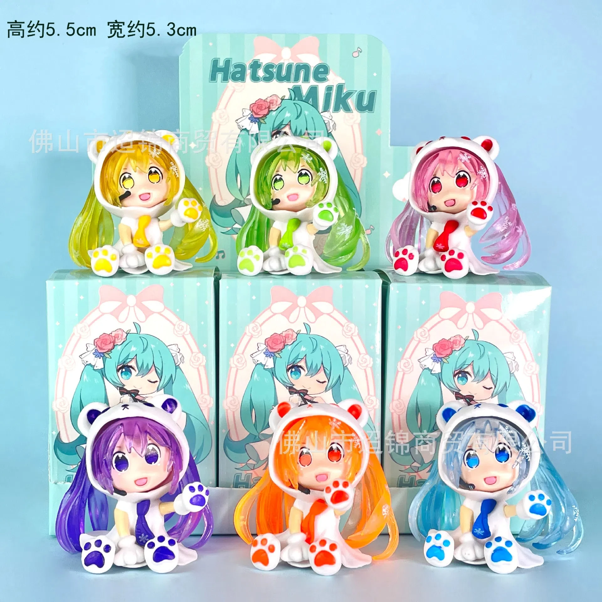 

1st generation 6pcs/set Anime Hatsune Miku q-version Sitting posture Action Figure PVC Model Toys Doll Desk Decor Gifts boxed